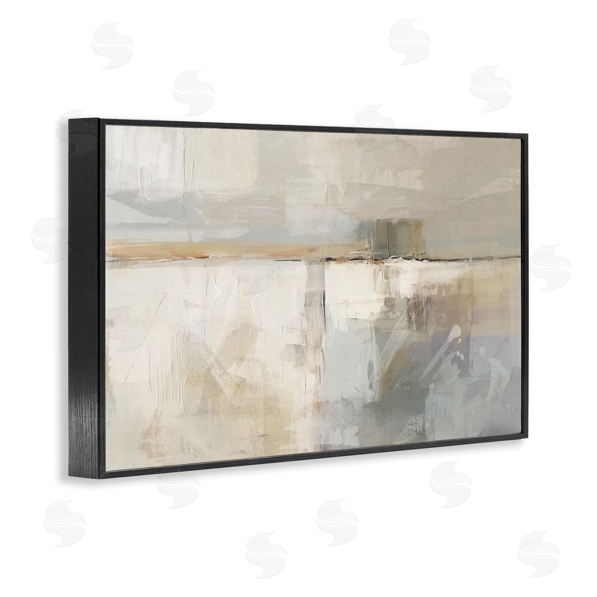 Shimmering Meadow Abstract Black Frame Print Wall Art, Home Decor by Nina Blue