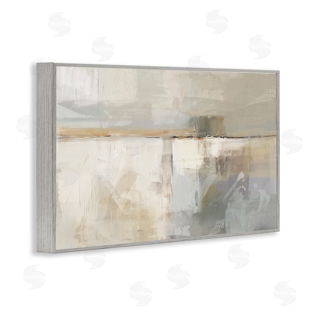 Shimmering Meadow Abstract Grey Frame Print Wall Art, Home Decor by Nina Blue