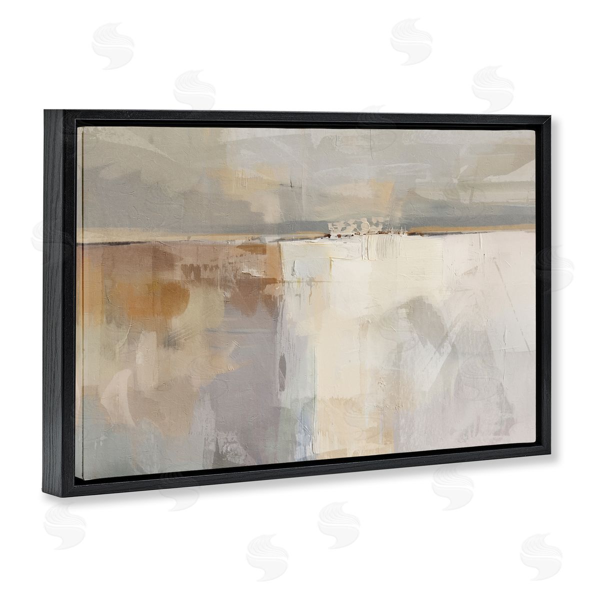 Shimmering Meadow Illusion Black Floating Frame Canvas Wall Art, Home Decor by Nina Blue