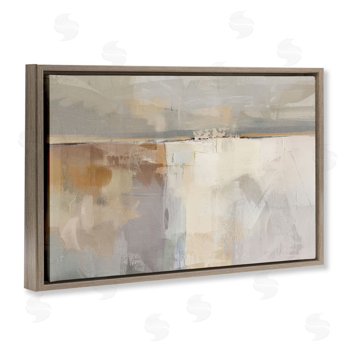 Shimmering Meadow Illusion Brown Floating Frame Canvas Wall Art, Home Decor by Nina Blue