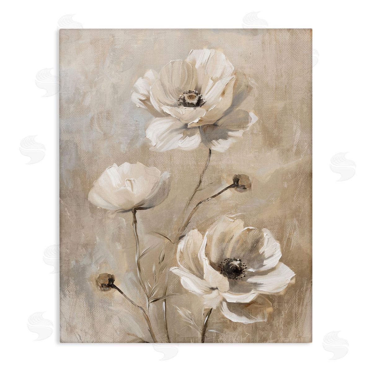 Neutral Country Flora Canvas Wall Art, Home Decor by Nina Blue