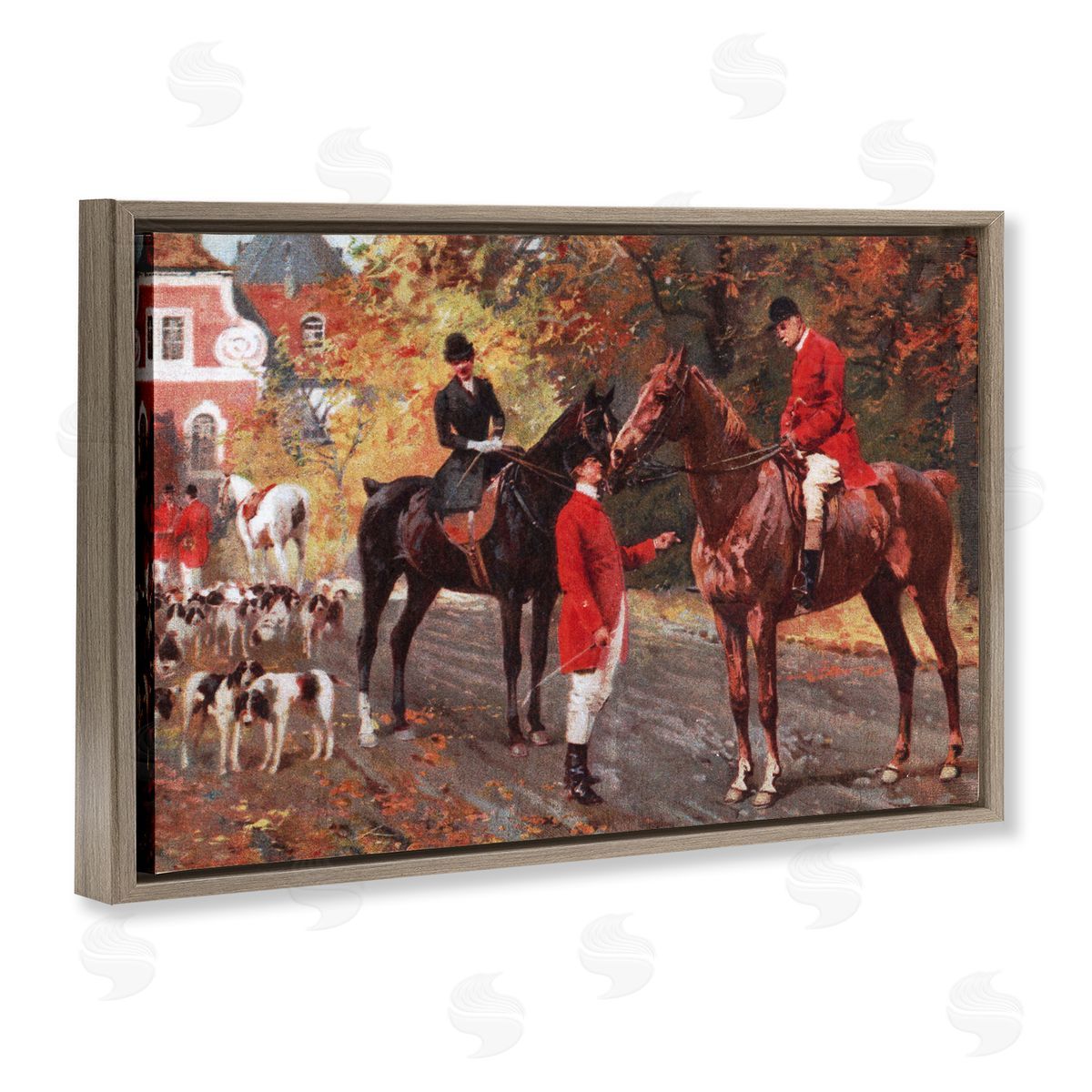 Vintage Horses & Jockeys Brown Floating Frame Canvas Wall Art, Home Decor by Tina Higgins Designs, Inc.