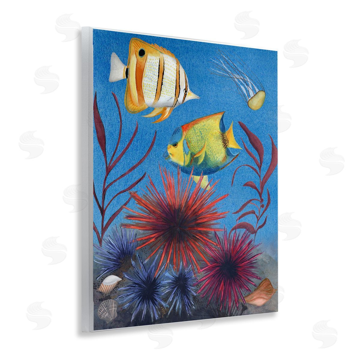 Seafaring Fish & Urchins Wood Plaque Wall Art, Home Decor by Michelle Ingari Designs