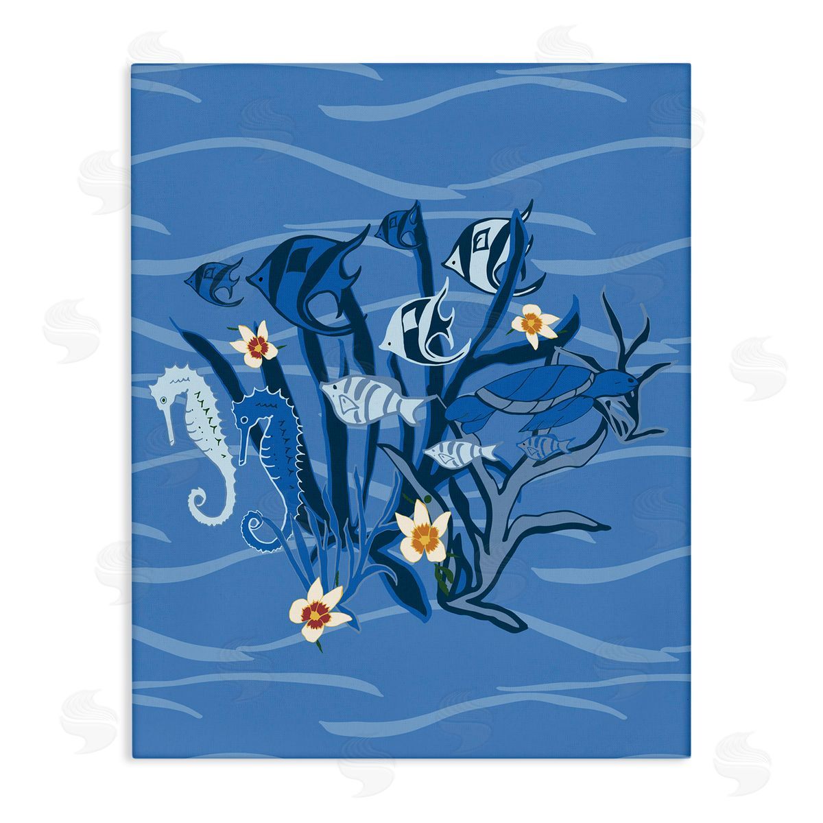 Blue Undersea Critters Canvas Wall Art, Home Decor by Michelle Ingari Designs
