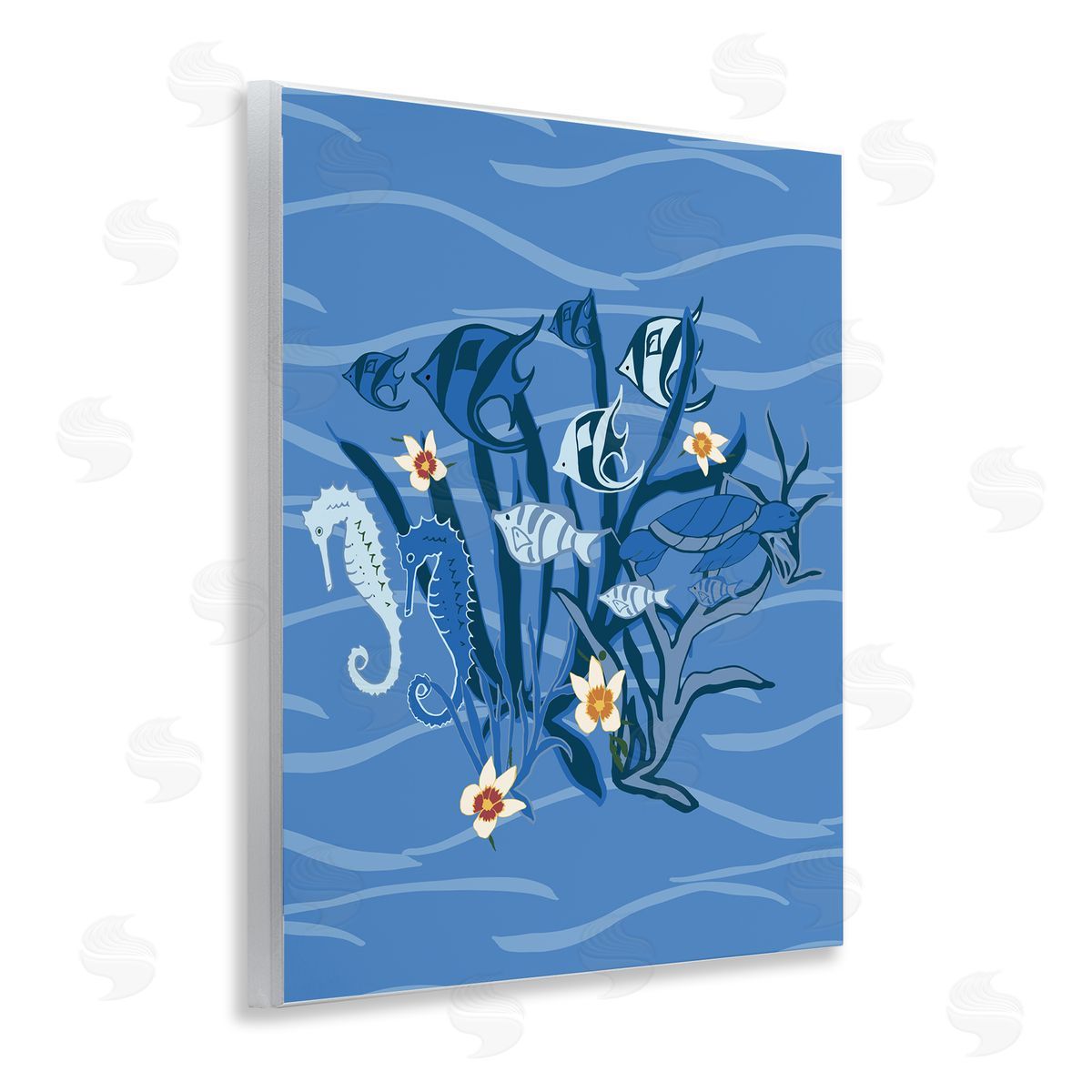 Blue Undersea Critters Wood Plaque Wall Art, Home Decor by Michelle Ingari Designs