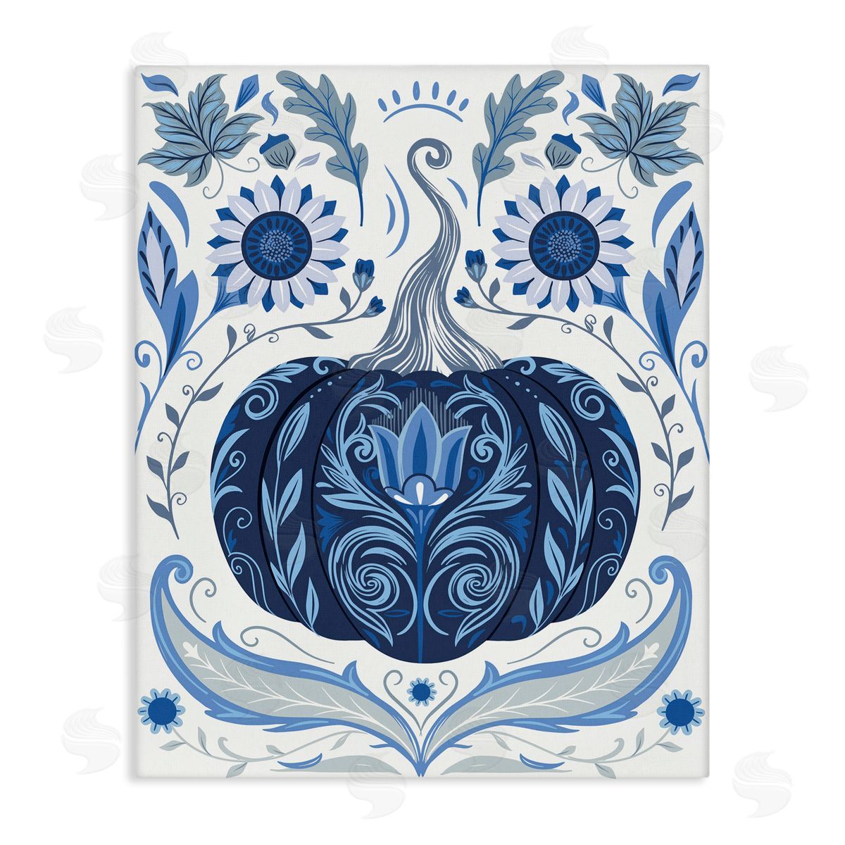 Symmetrical Floral Pumpkin Canvas Wall Art, Home Decor by Arrolynn Weiderhold