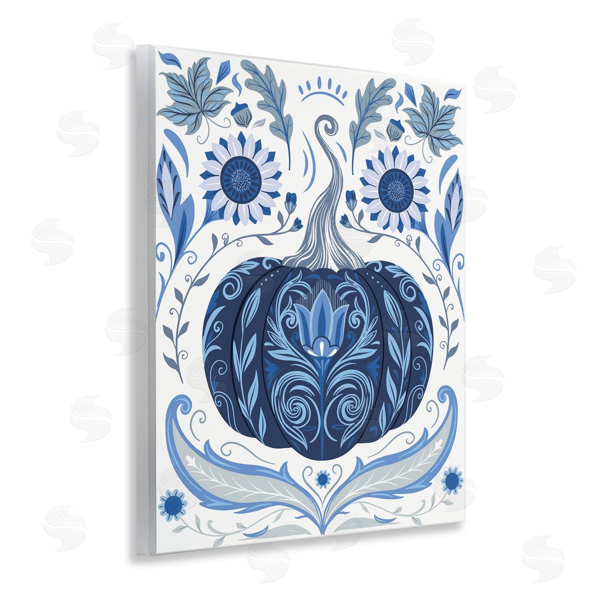 Symmetrical Floral Pumpkin Wood Plaque Wall Art, Home Decor by Arrolynn Weiderhold