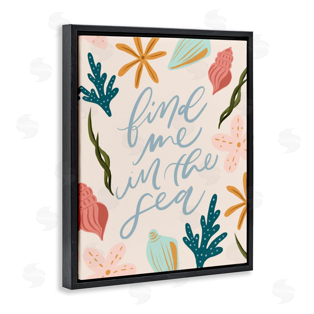 Find Me In The Sea Black Floating Frame Canvas Wall Art, Home Decor by Isabela Schielke
