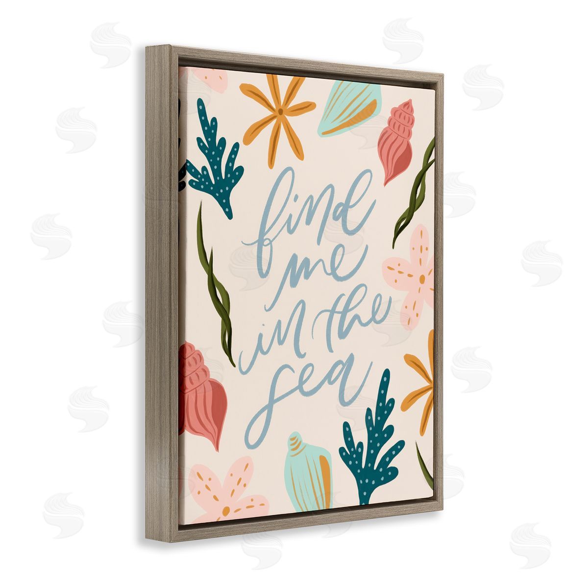 Find Me In The Sea Brown Floating Frame Canvas Wall Art, Home Decor by Isabela Schielke