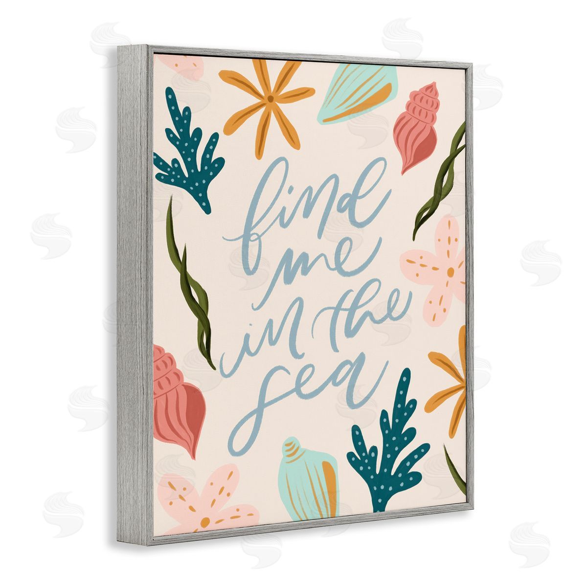 Find Me In The Sea Grey Frame Print Wall Art, Home Decor by Isabela Schielke