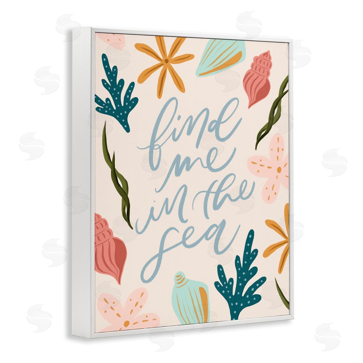 Find Me In The Sea White Frame Print Wall Art, Home Decor by Isabela Schielke