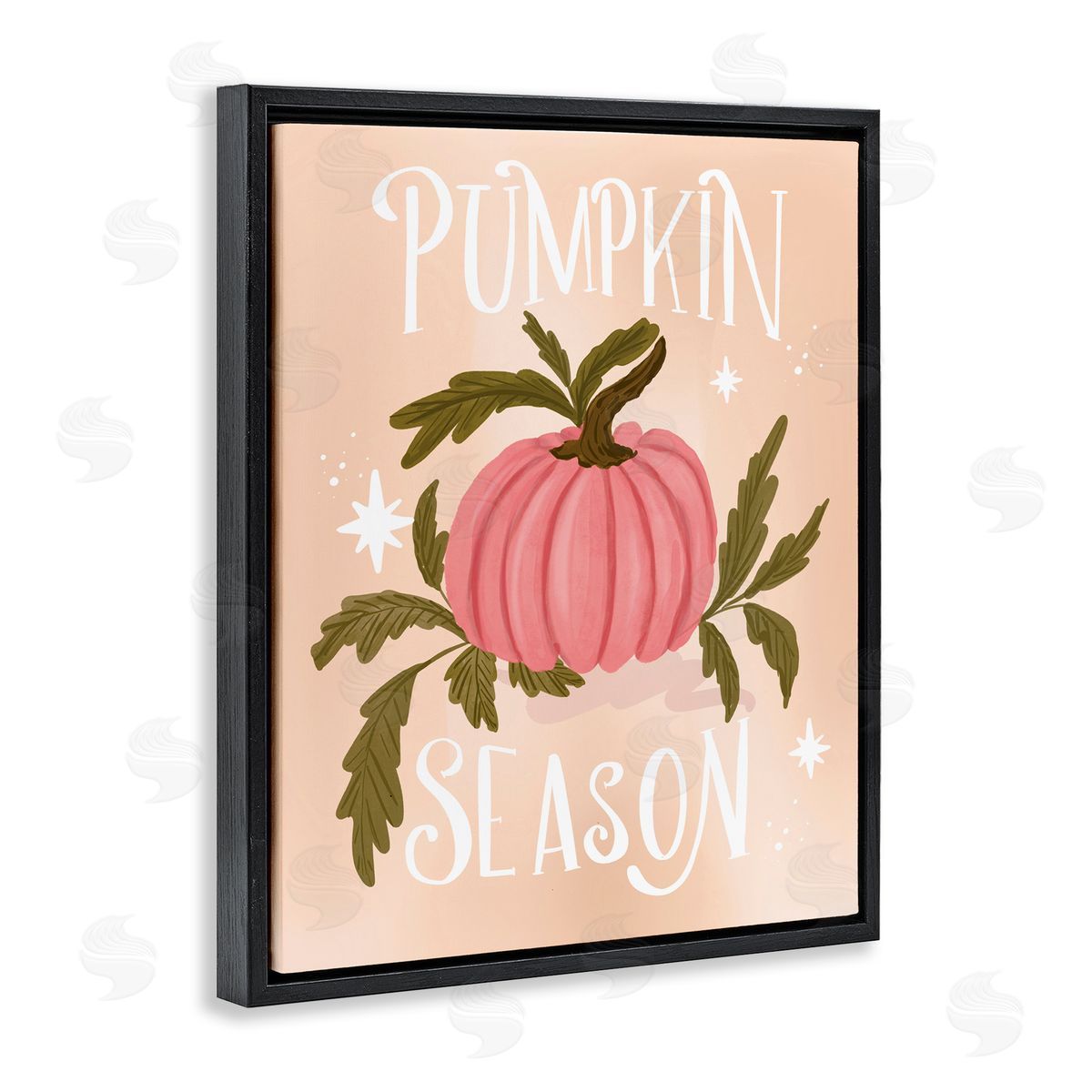 Pumpkin Season with Leaves Black Floating Frame Canvas Wall Art, Home Decor by Isabela Schielke