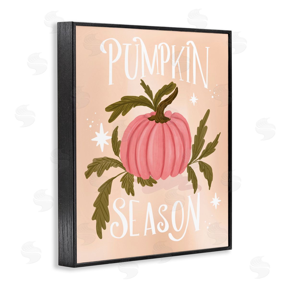 Pumpkin Season with Leaves Black Frame Print Wall Art, Home Decor by Isabela Schielke