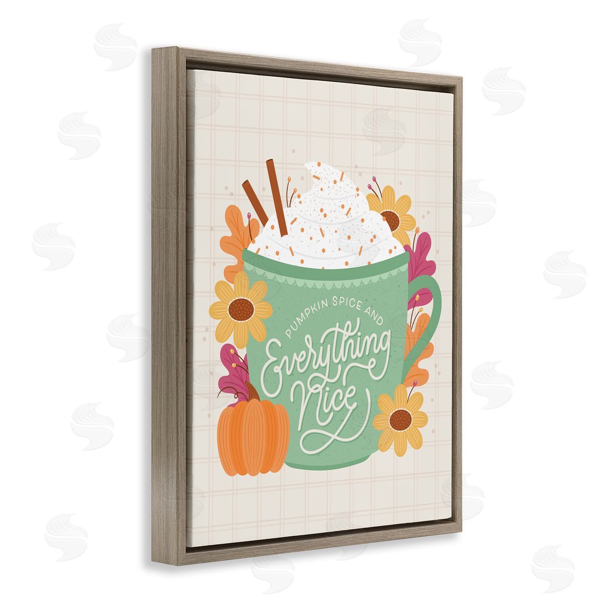 Pumpkin Spice Everything Nice Brown Floating Frame Canvas Wall Art, Home Decor by Jalynn Heerdt