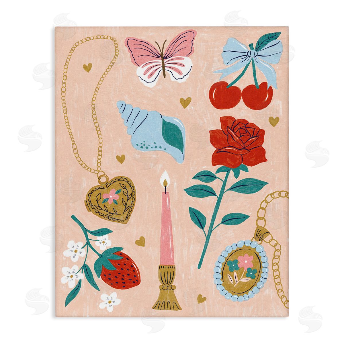 Fun Feminine Embellishments Canvas Wall Art, Home Decor by Lisa Barlow