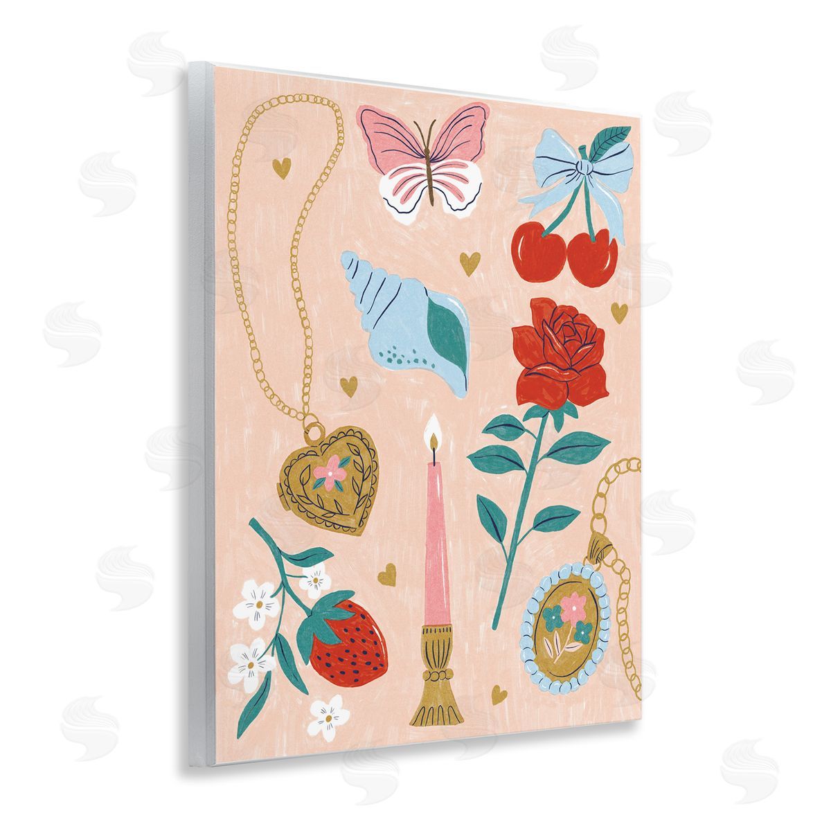 Fun Feminine Embellishments Wood Plaque Wall Art, Home Decor by Lisa Barlow