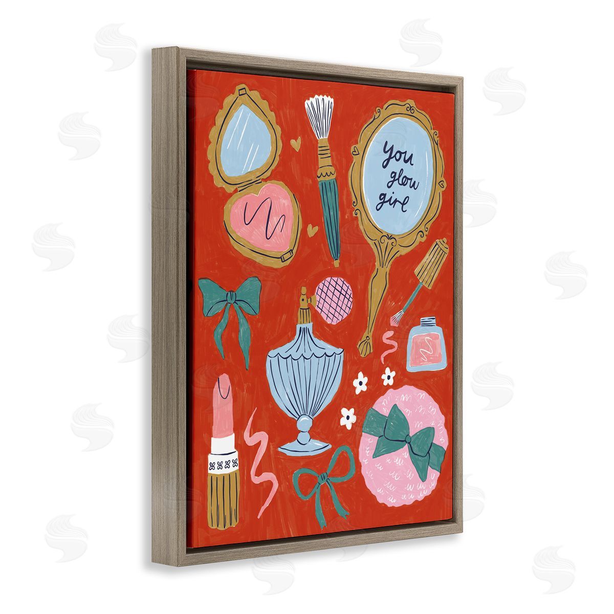 Girlie Feminine Essentials Brown Floating Frame Canvas Wall Art, Home Decor by Lisa Barlow