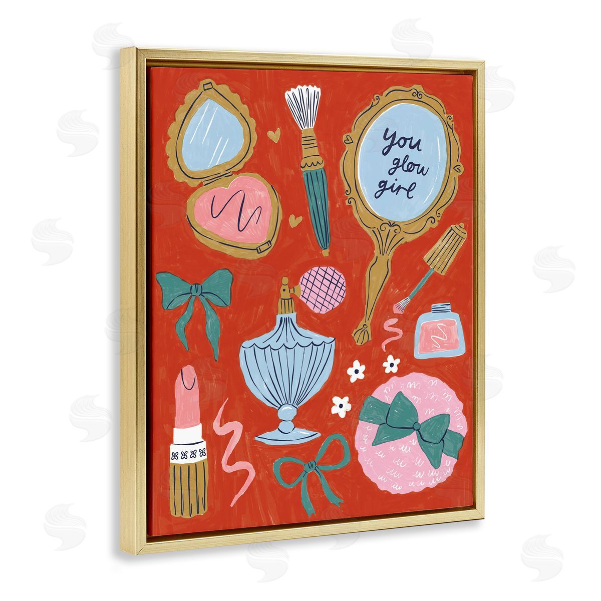 Girlie Feminine Essentials Gold Floating Frame Canvas Wall Art, Home Decor by Lisa Barlow