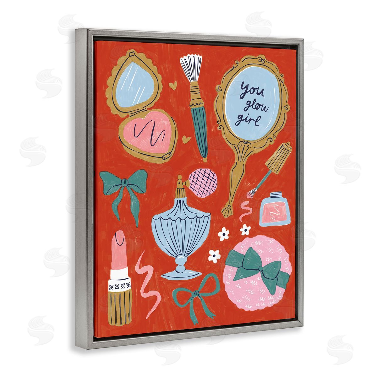 Girlie Feminine Essentials Grey Floating Frame Canvas Wall Art, Home Decor by Lisa Barlow