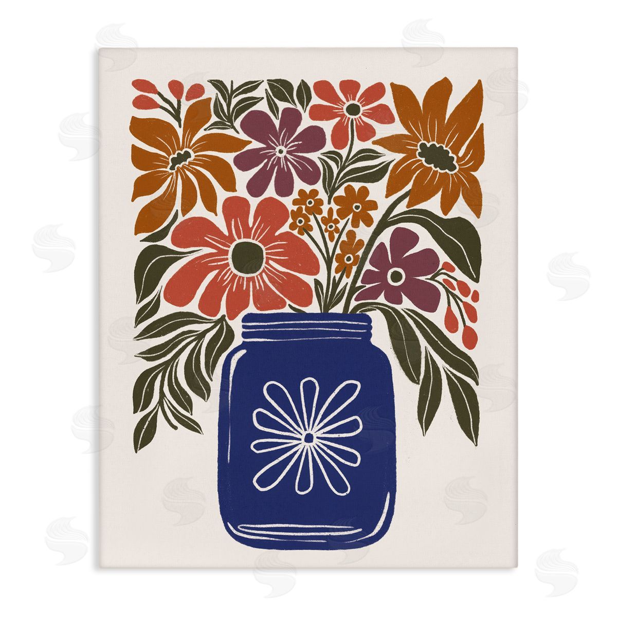 Boho Blossoms Vase Canvas Wall Art, Home Decor by Loni Harris