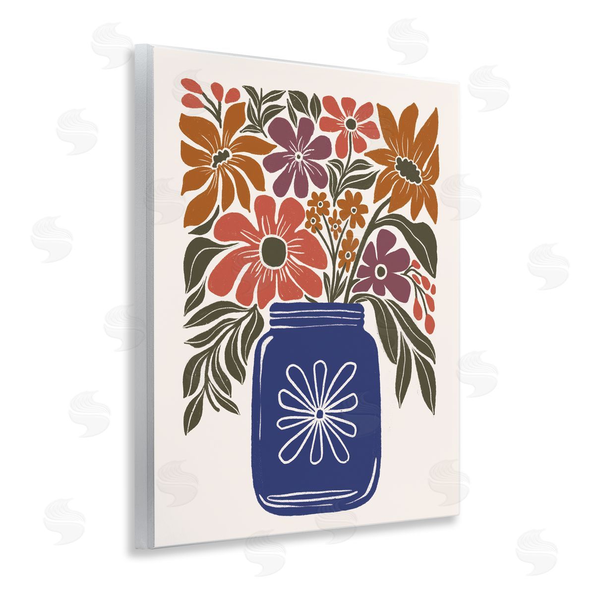 Boho Blossoms Vase Wood Plaque Wall Art, Home Decor by Loni Harris