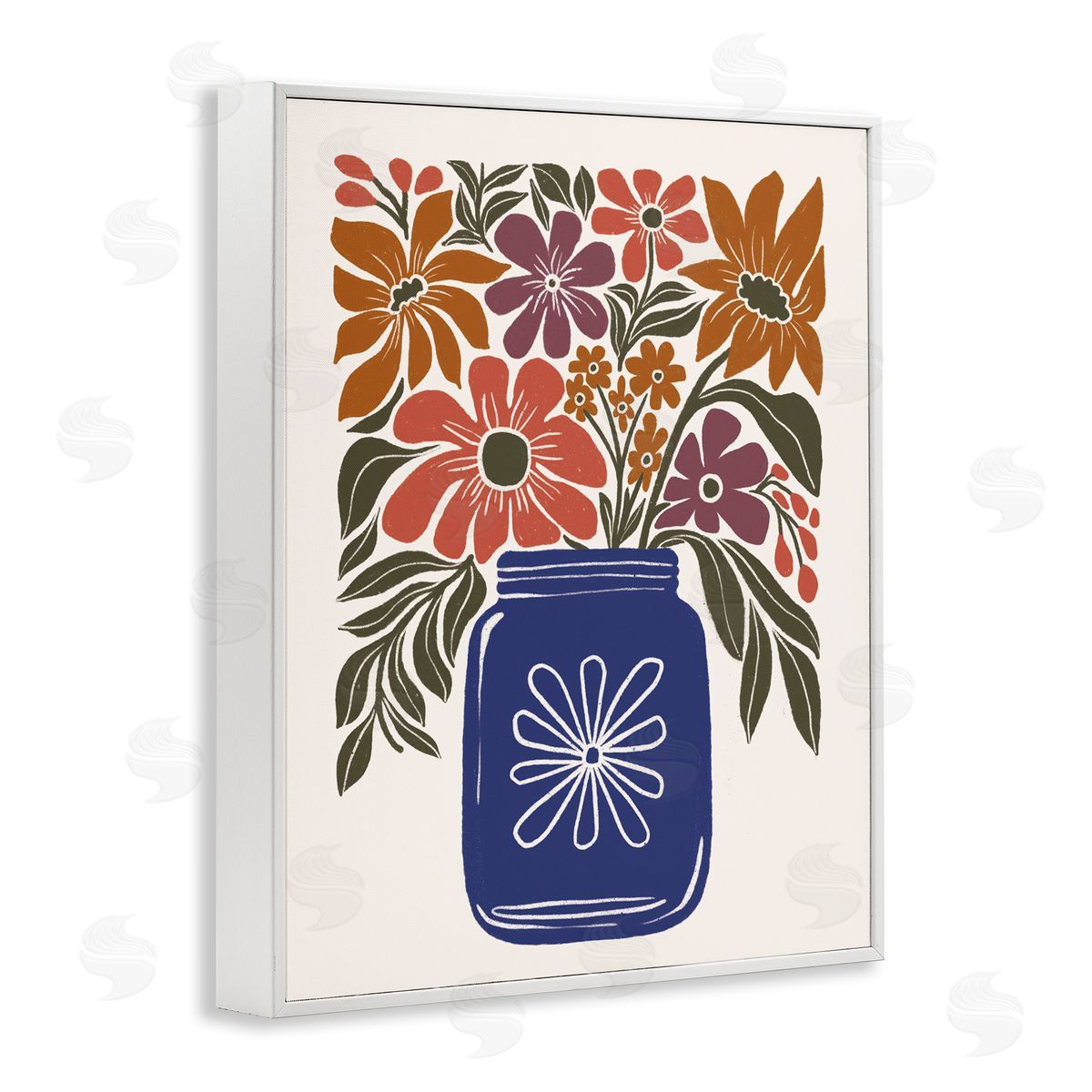 Boho Blossoms Vase White Frame Print Wall Art, Home Decor by Loni Harris