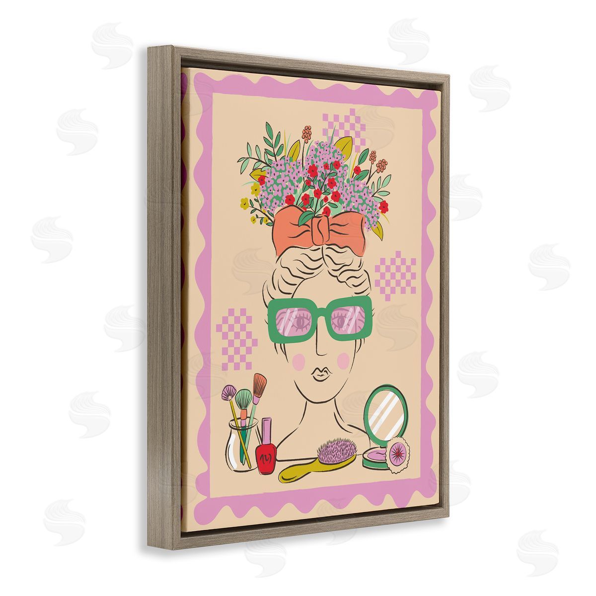 Makeup & Fashion Boudoir Brown Floating Frame Canvas Wall Art, Home Decor by Lisa Perry Whitebutton