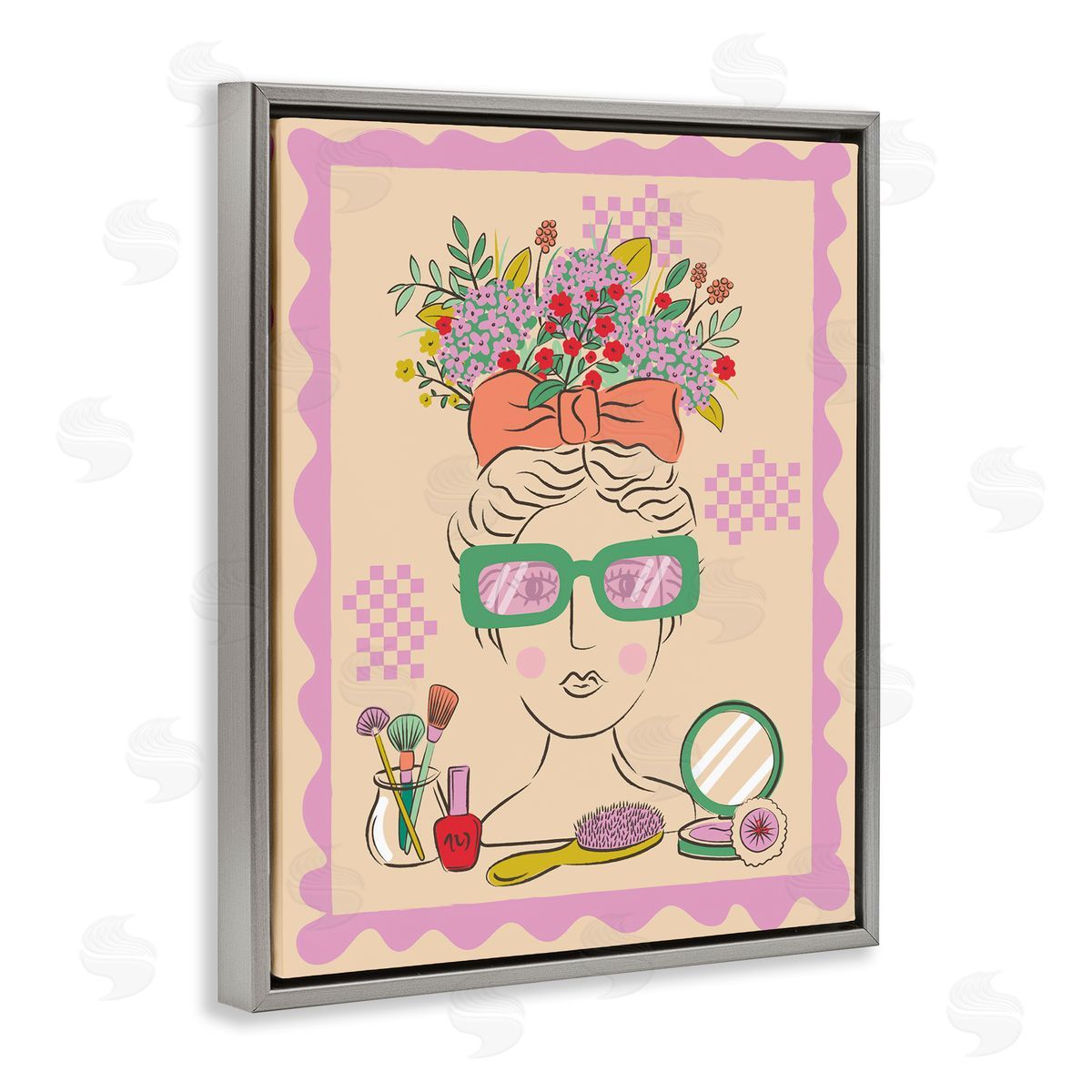 Makeup & Fashion Boudoir Grey Floating Frame Canvas Wall Art, Home Decor by Lisa Perry Whitebutton