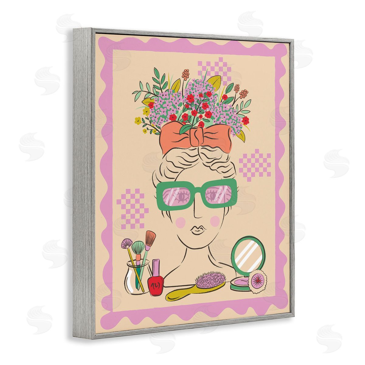 Makeup & Fashion Boudoir Grey Frame Print Wall Art, Home Decor by Lisa Perry Whitebutton