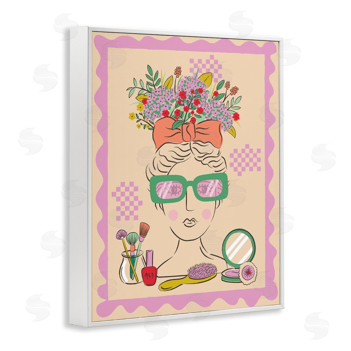 Makeup & Fashion Boudoir White Frame Print Wall Art, Home Decor by Lisa Perry Whitebutton