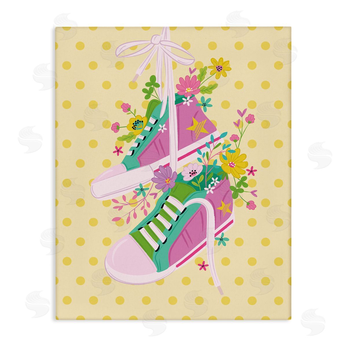 Preppy Floral Sneakers Canvas Wall Art, Home Decor by Lisa Perry Whitebutton
