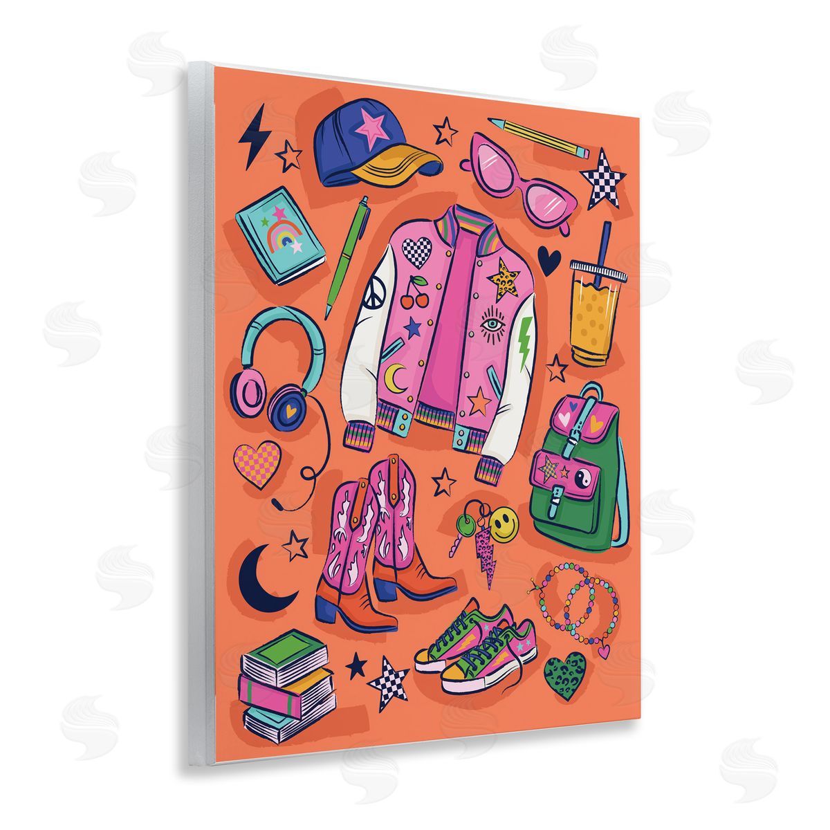 Bright Fashion School Essentials Wood Plaque Wall Art, Home Decor by Lisa Perry Whitebutton