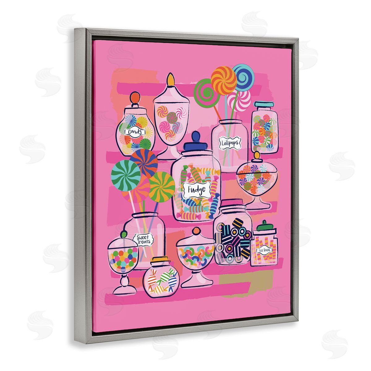 Bright Candy Jars Grey Floating Frame Canvas Wall Art, Home Decor by Lisa Perry Whitebutton