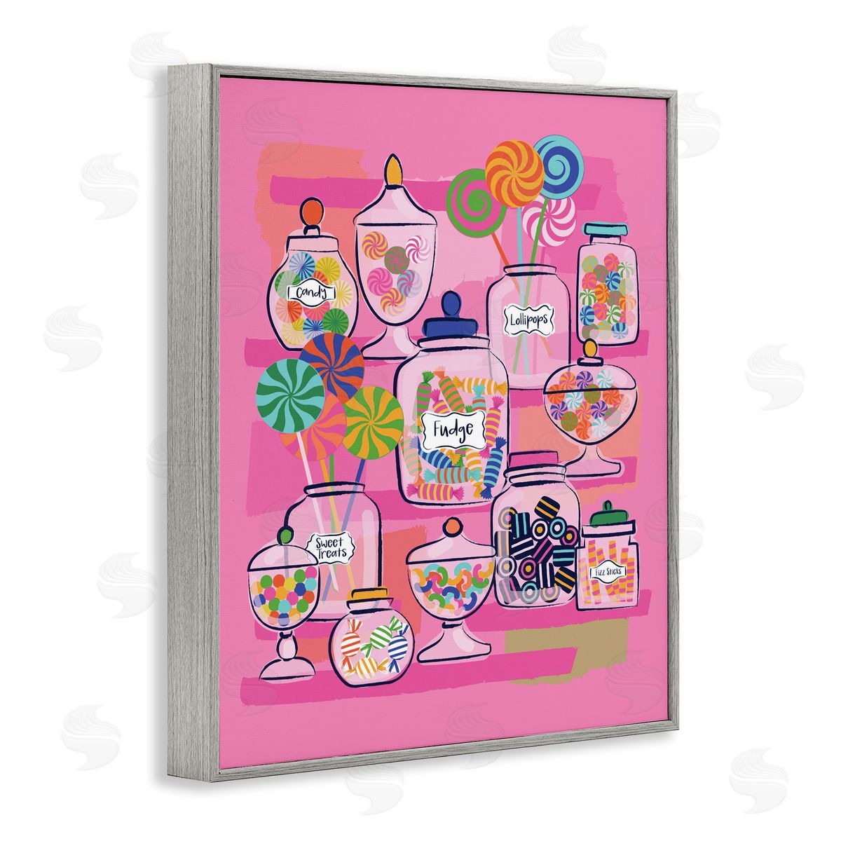 Bright Candy Jars Grey Frame Print Wall Art, Home Decor by Lisa Perry Whitebutton
