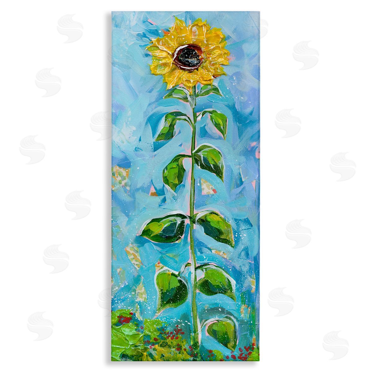 Tall Looming Sunflower Canvas Wall Art, Home Decor by Estelle Grengs