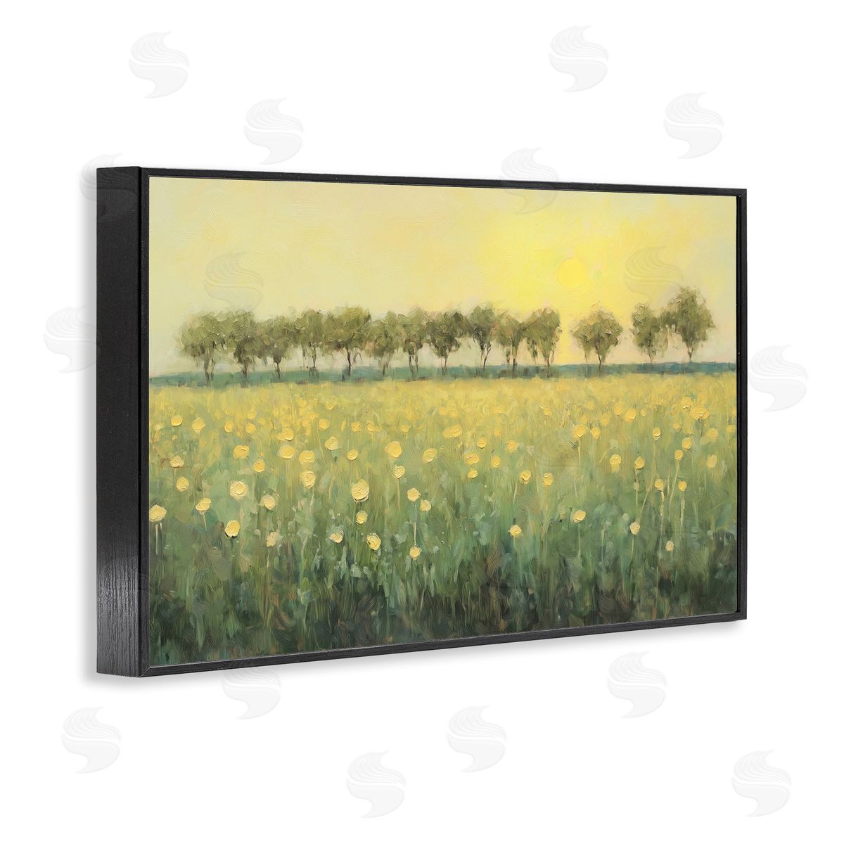 Golden Field Meadow Black Frame Print Wall Art, Home Decor by Gina Kelly