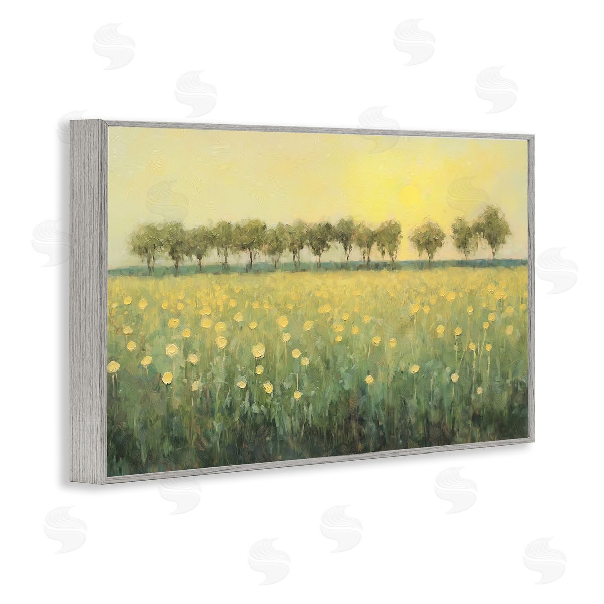 Golden Field Meadow Grey Frame Print Wall Art, Home Decor by Gina Kelly