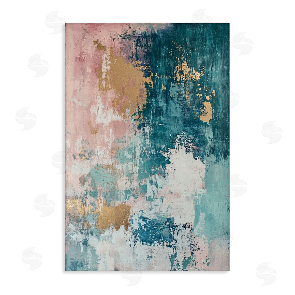 Teal Green Gold Abstract Canvas Wall Art, Home Decor by Gina Kelly