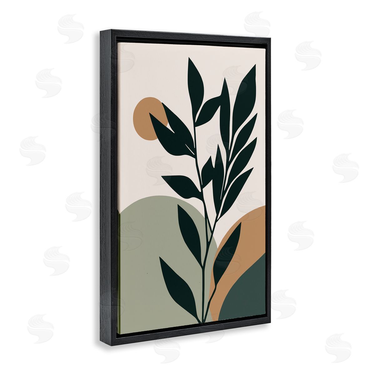 Earthy Tropical Botanicals Black Floating Frame Canvas Wall Art, Home Decor by LSR Design Studio