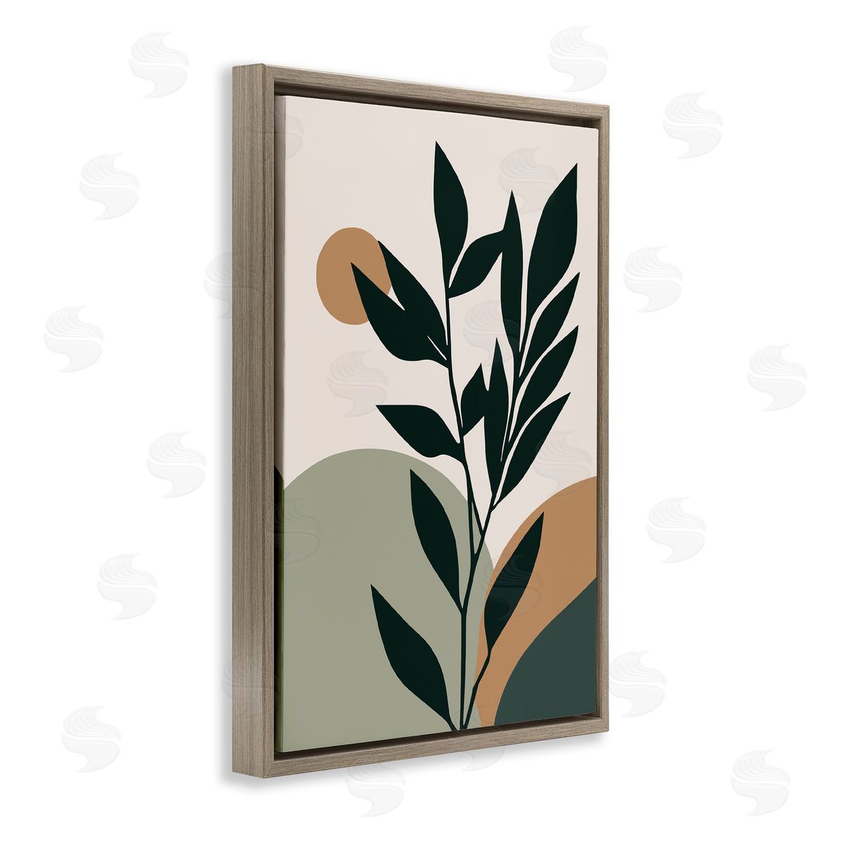 Earthy Tropical Botanicals Brown Floating Frame Canvas Wall Art, Home Decor by LSR Design Studio