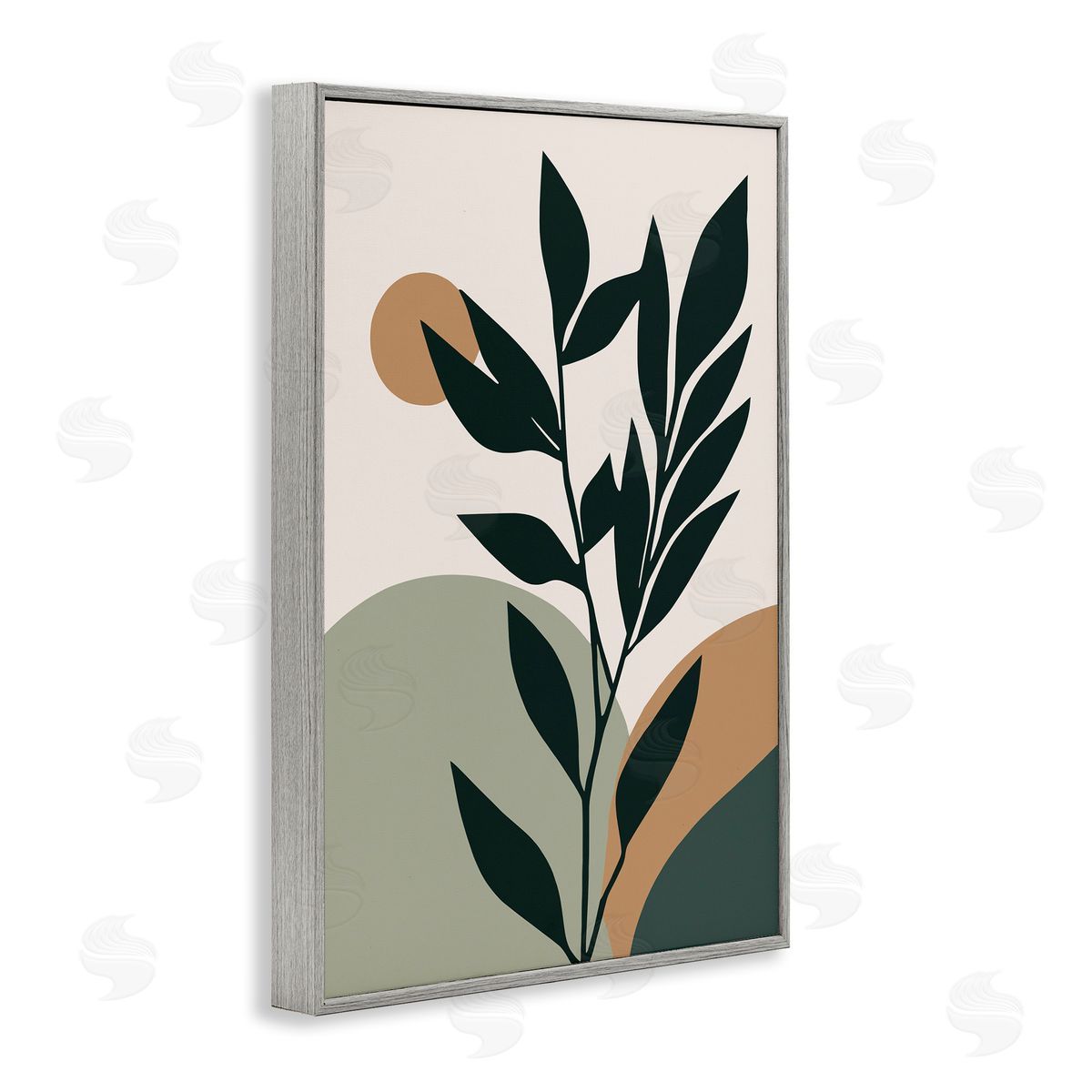 Earthy Tropical Botanicals Grey Frame Print Wall Art, Home Decor by LSR Design Studio