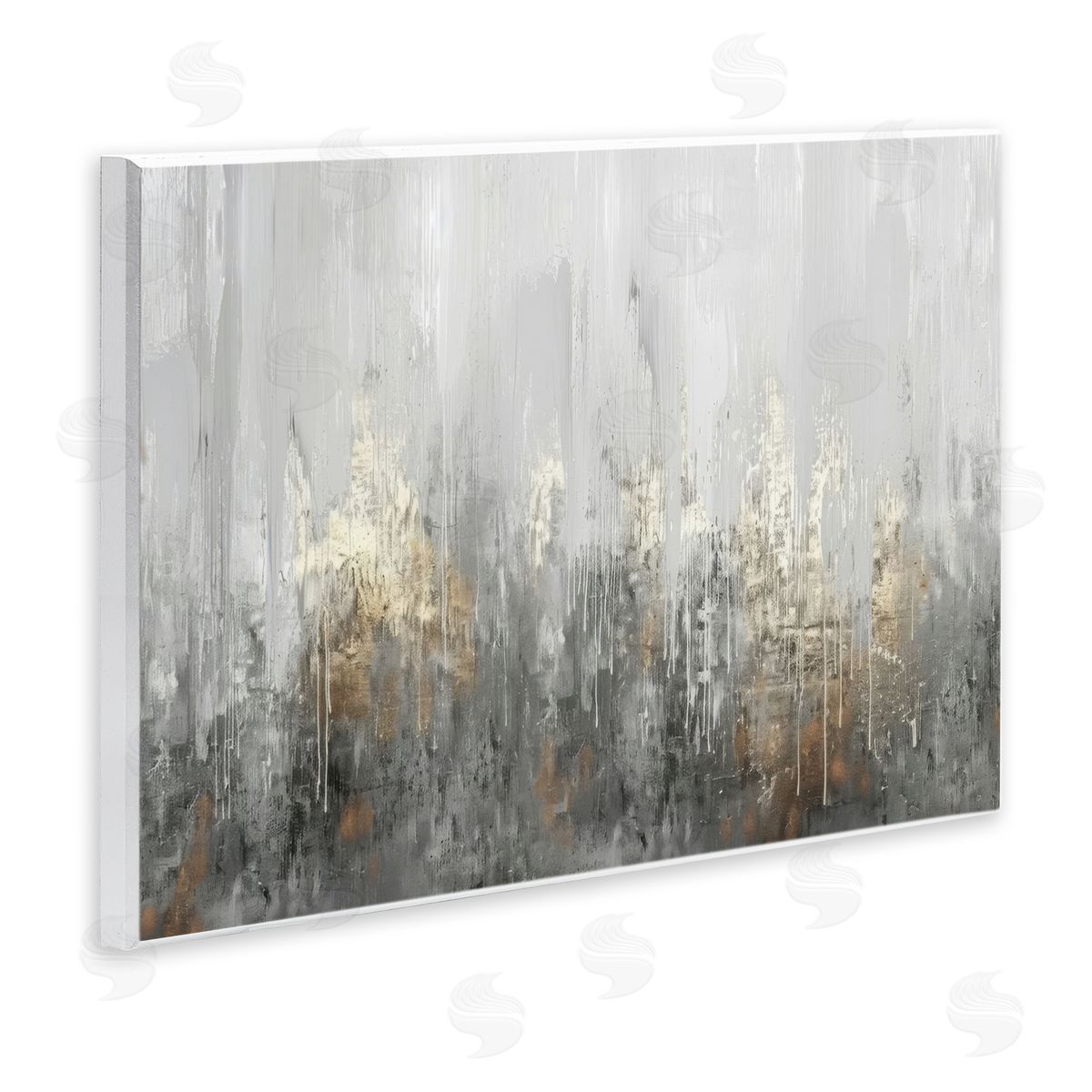 Grey Silver Abstract Drip Wood Plaque Wall Art, Home Decor by LSR Design Studio