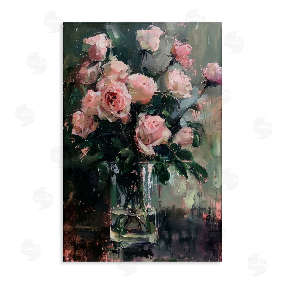 Pretty Pink Roses Vase Canvas Wall Art, Home Decor by LSR Design Studio