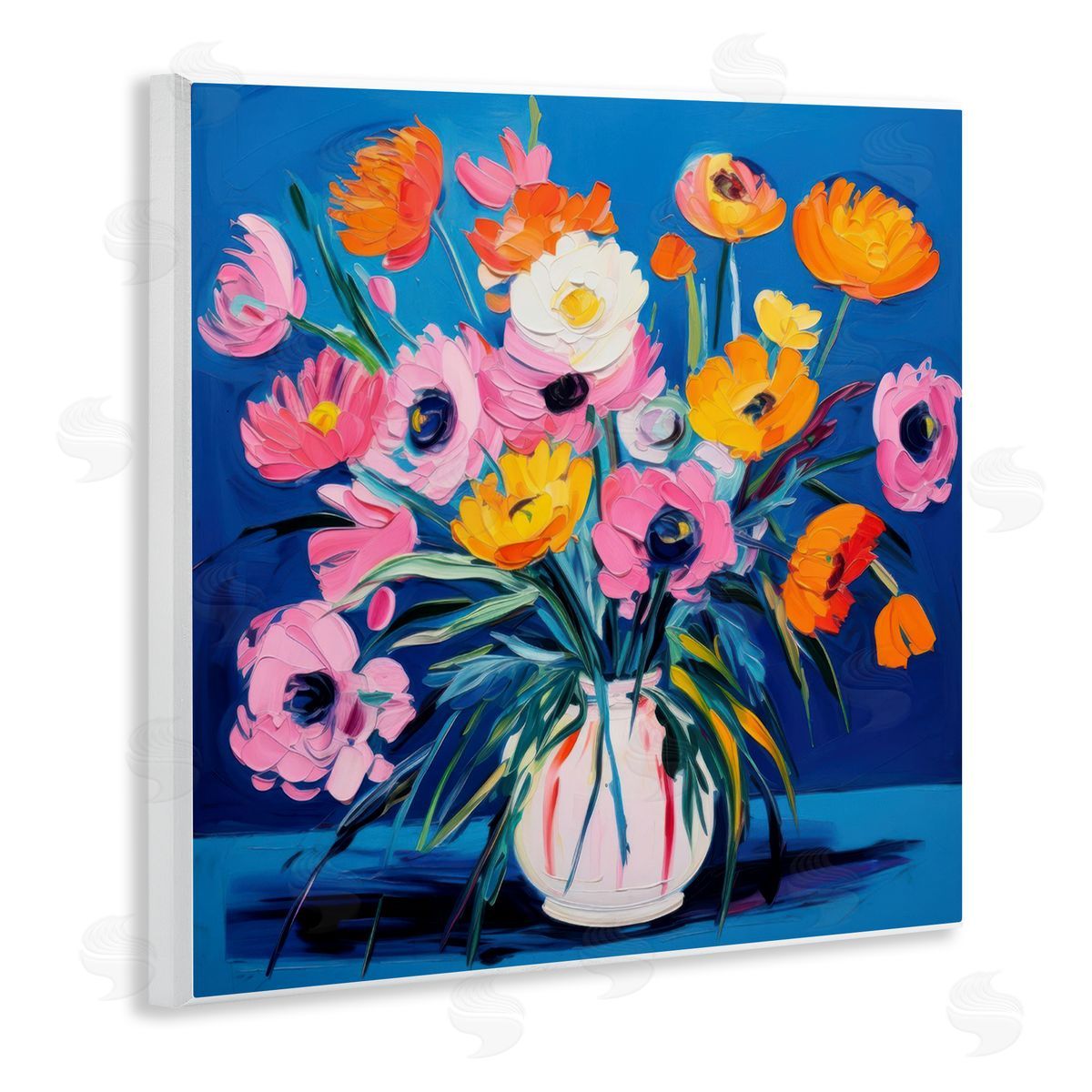 Bright Poppies Bouquet Wood Plaque Wall Art, Home Decor by LSR Design Studio