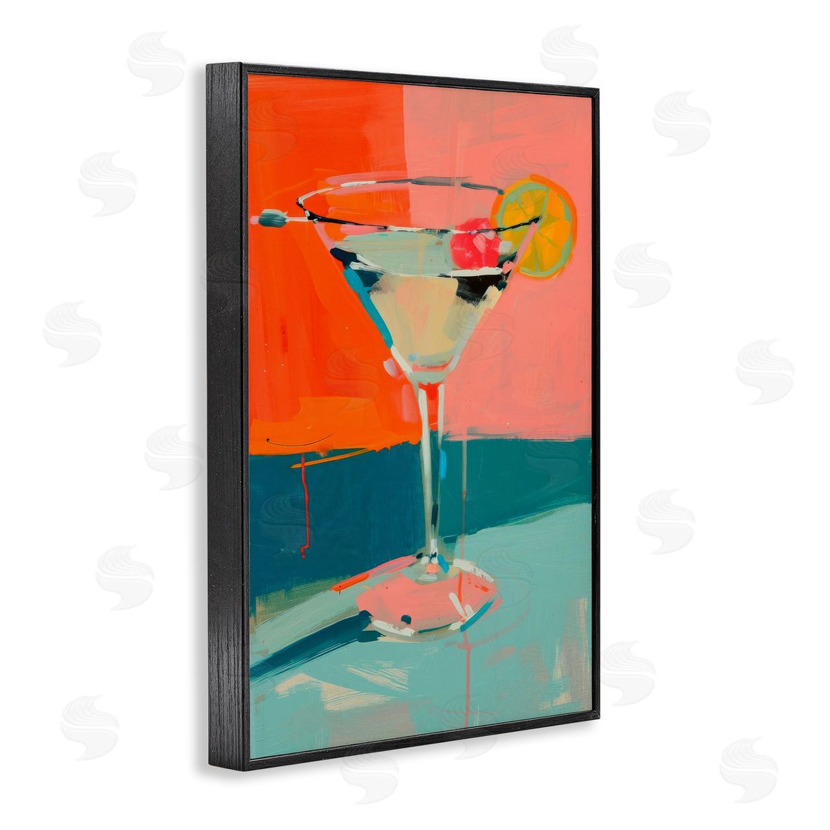 Modern Cocktail Time Black Frame Print Wall Art, Home Decor by LSR Design Studio