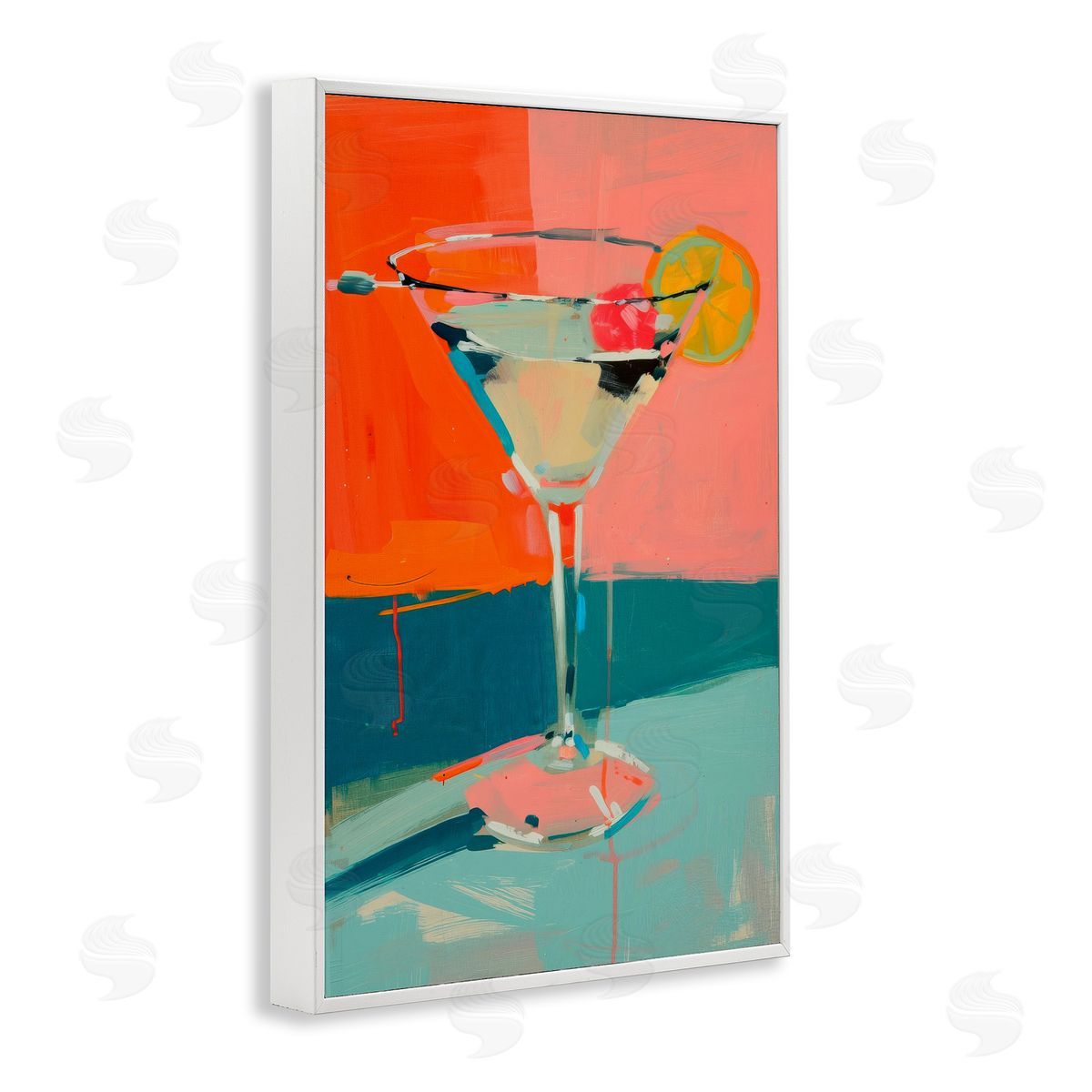 Modern Cocktail Time White Frame Print Wall Art, Home Decor by LSR Design Studio
