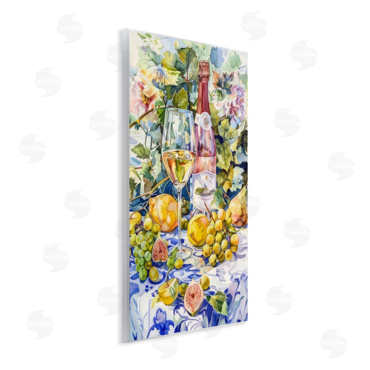 Grape Vines Wine Glass Wood Plaque Wall Art, Home Decor by LSR Design Studio