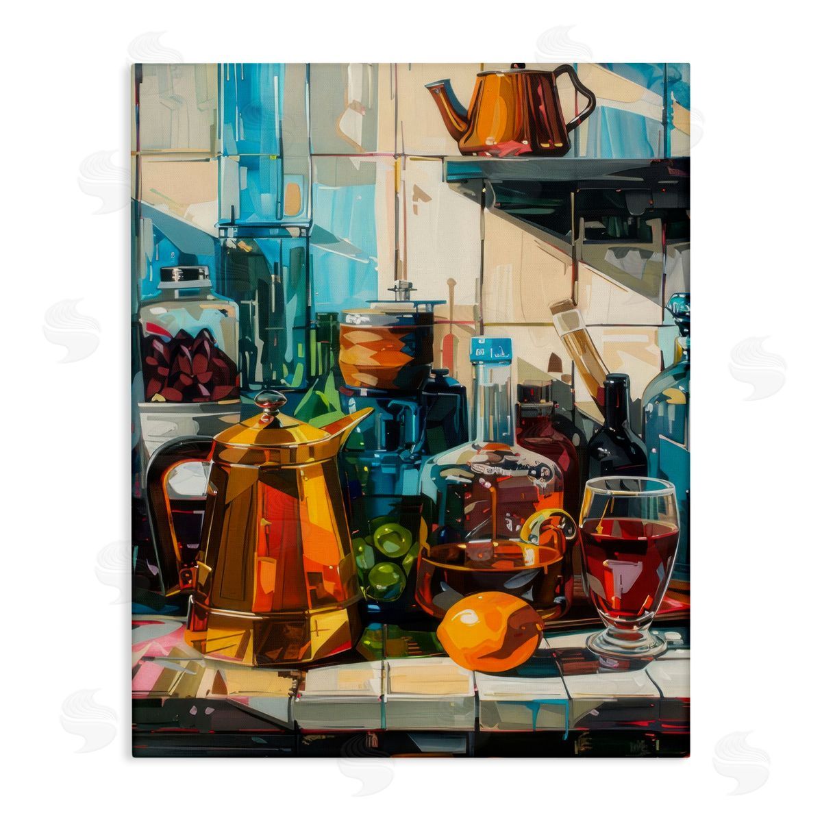 Kitchen Counter Cocktails Canvas Wall Art, Home Decor by LSR Design Studio
