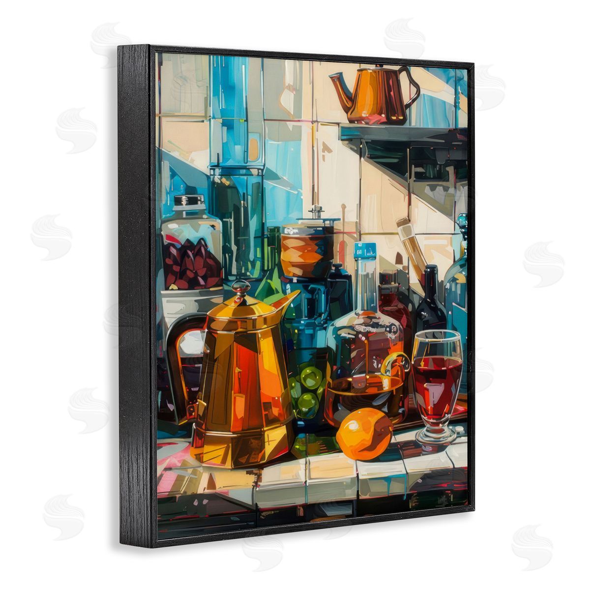 Kitchen Counter Cocktails Black Frame Print Wall Art, Home Decor by LSR Design Studio