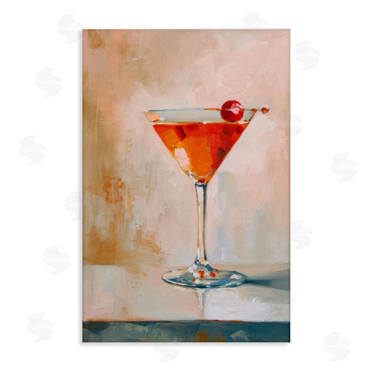 Manhattan Cocktail with Cherry Canvas Wall Art, Home Decor by LSR Design Studio